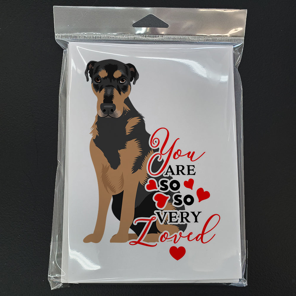 Rottweiler Black and Tan #2 so Loved Greeting Cards Pack of 8 Blank Cards with Envelopes Whimsical A7 Size 5x7