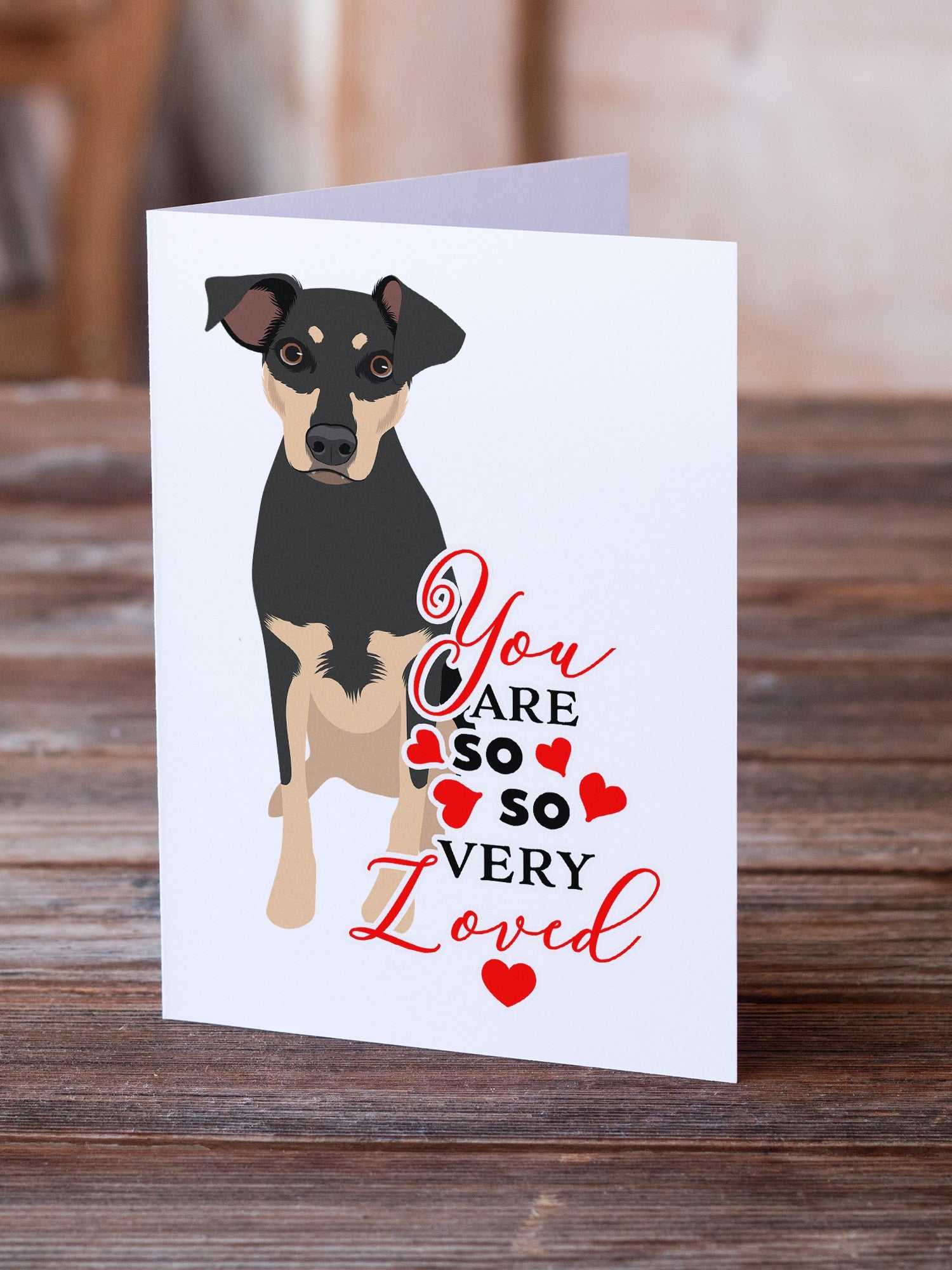 Rottweiler Black and Tan #3 so Loved Greeting Cards Pack of 8 Blank Cards with Envelopes Whimsical A7 Size 5x7