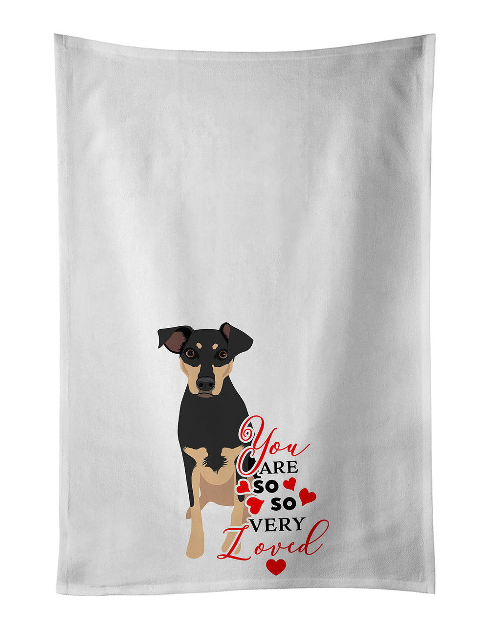 Rottweiler Black and Tan #3 so Loved Kitchen Towel Set of 2 White Dish Towels Decorative Bathroom Hand towel for Hand, Face, Hair, Yoga, Tea, Dishcloth, 19 X 28", White