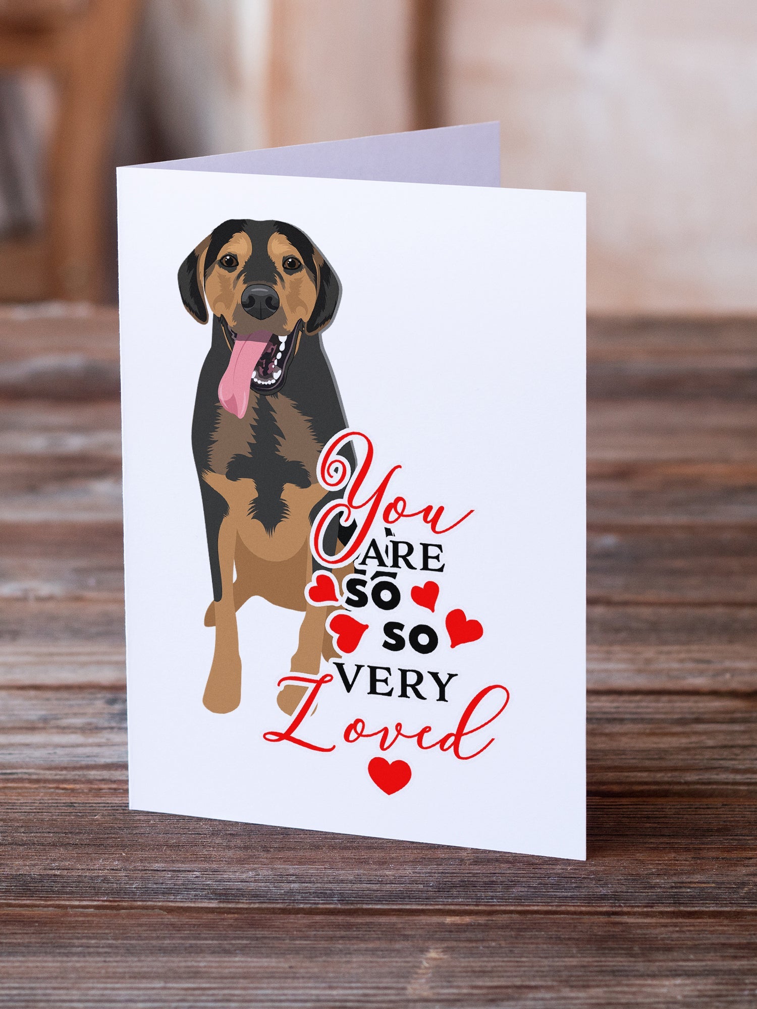 Rottweiler Black and Tan #4 so Loved Greeting Cards Pack of 8 Blank Cards with Envelopes Whimsical A7 Size 5x7