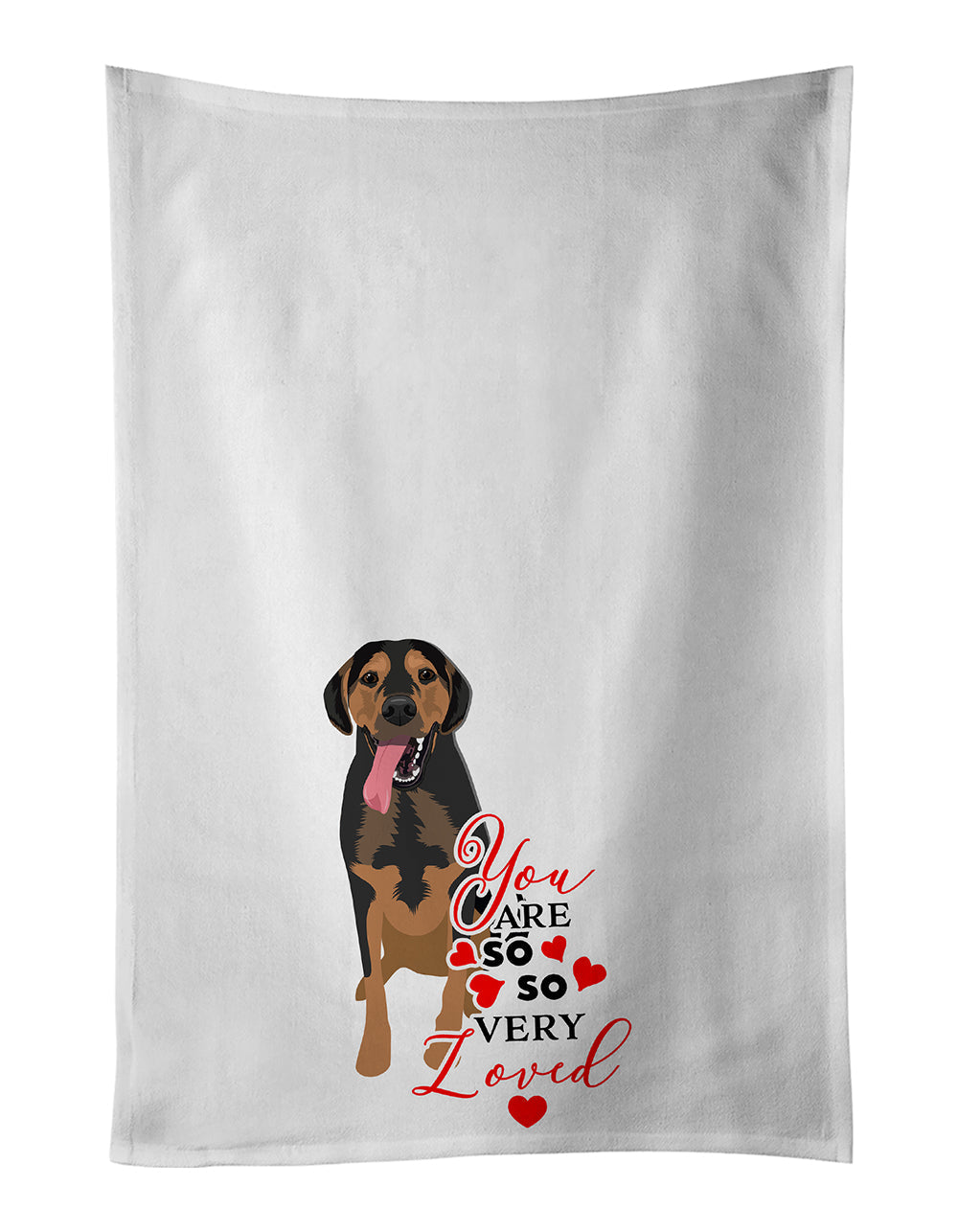 Rottweiler Black and Tan #4 so Loved Kitchen Towel Set of 2 White Dish Towels Decorative Bathroom Hand towel for Hand, Face, Hair, Yoga, Tea, Dishcloth, 19 X 28", White