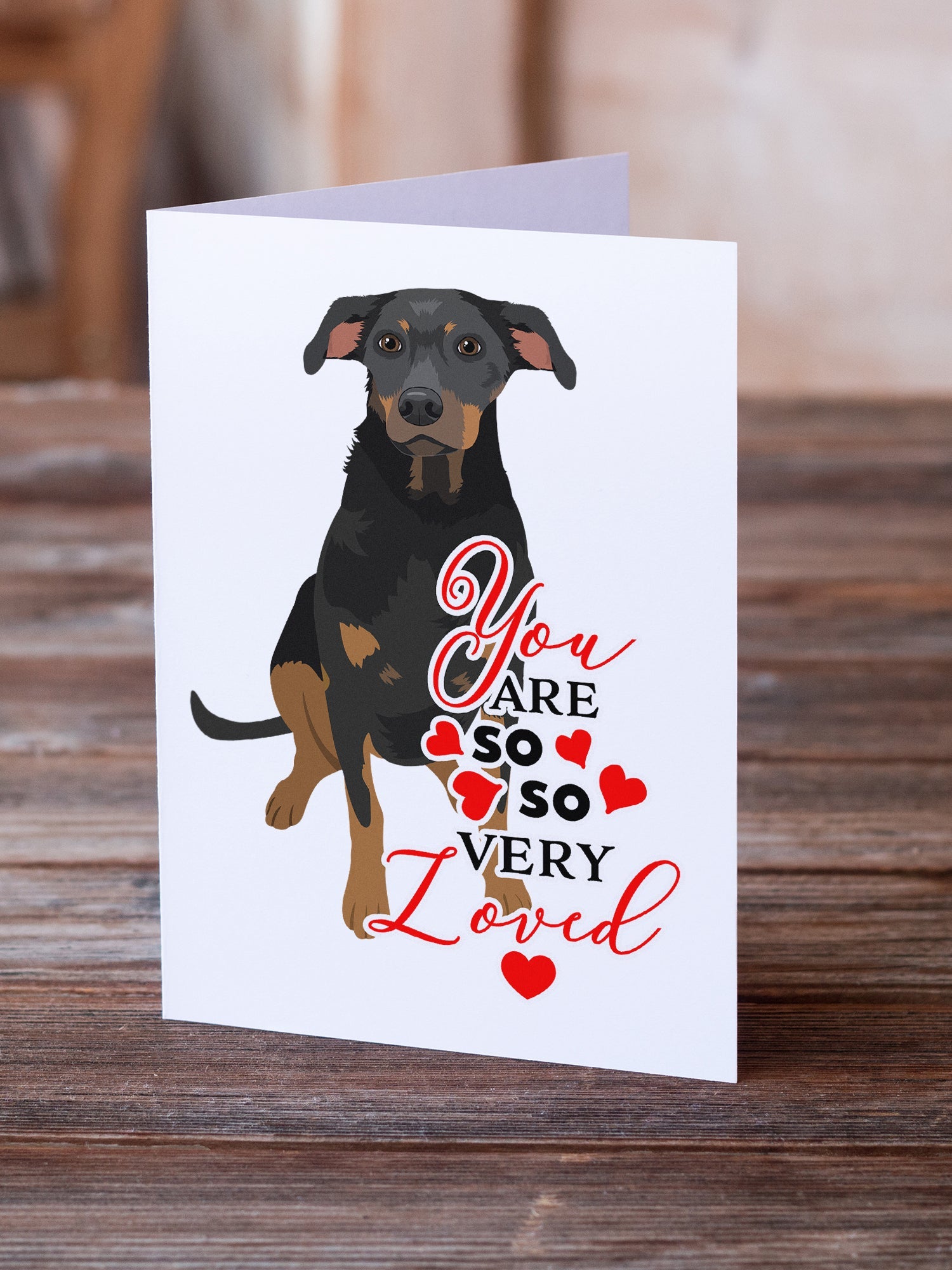 Rottweiler Black and Tan #5 so Loved Greeting Cards Pack of 8 Blank Cards with Envelopes Whimsical A7 Size 5x7