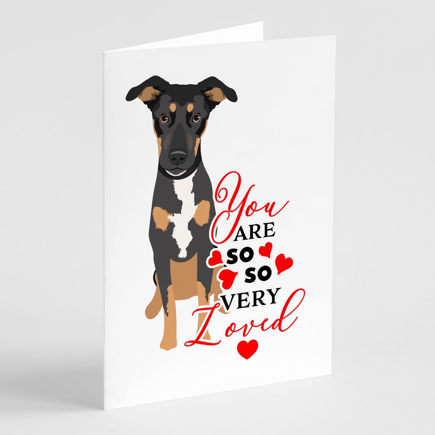 Rottweiler Black and Tan #6 so Loved Greeting Cards Pack of 8 Blank Cards with Envelopes Whimsical A7 Size 5x7