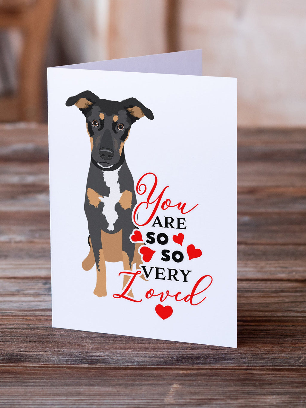 Rottweiler Black and Tan #6 so Loved Greeting Cards Pack of 8 Blank Cards with Envelopes Whimsical A7 Size 5x7