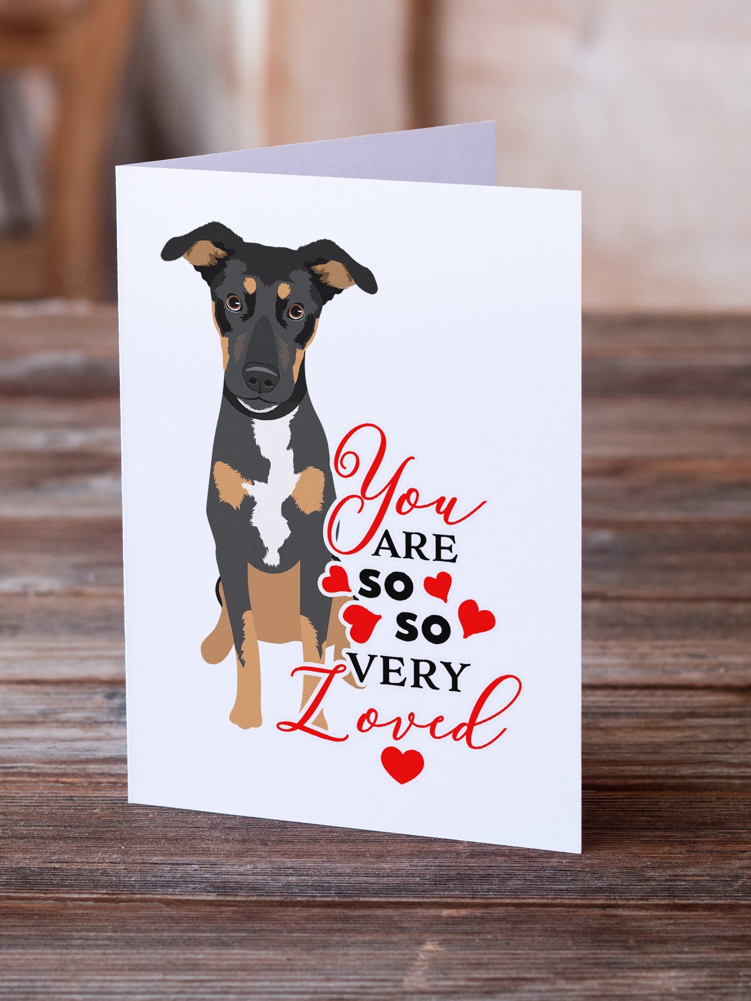 Rottweiler Black and Tan #6 so Loved Greeting Cards Pack of 8 Blank Cards with Envelopes Whimsical A7 Size 5x7