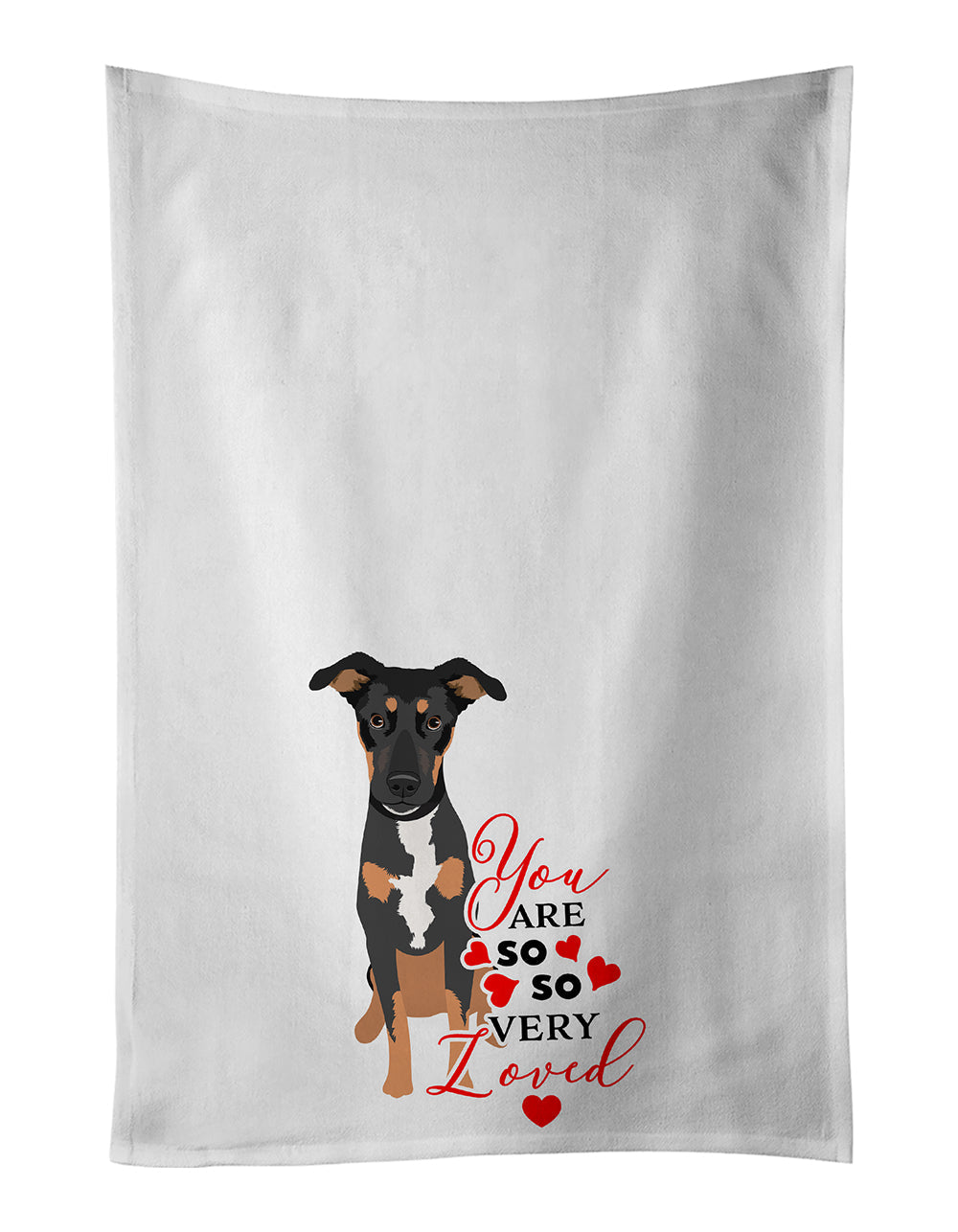 Rottweiler Black and Tan #6 so Loved Kitchen Towel Set of 2 White Dish Towels Decorative Bathroom Hand towel for Hand, Face, Hair, Yoga, Tea, Dishcloth, 19 X 28", White