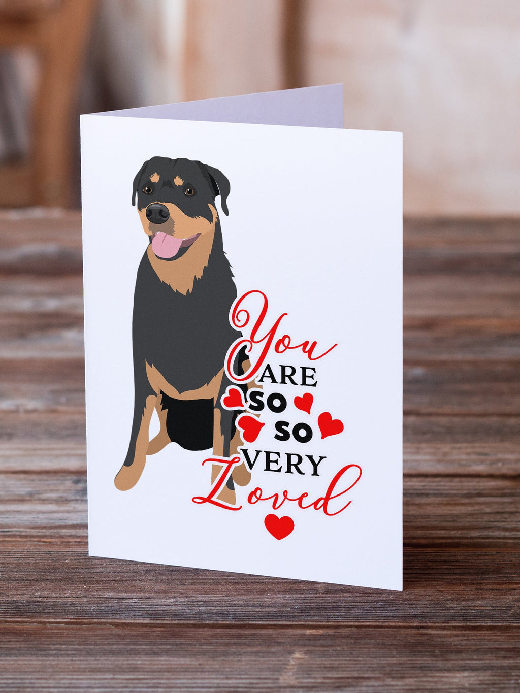 Rottweiler Black and Tan #7 so Loved Greeting Cards Pack of 8 Blank Cards with Envelopes Whimsical A7 Size 5x7