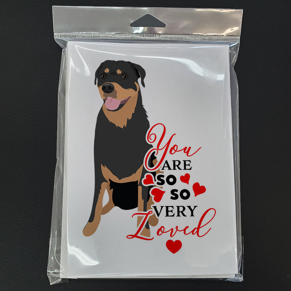 Rottweiler Black and Tan #7 so Loved Greeting Cards Pack of 8 Blank Cards with Envelopes Whimsical A7 Size 5x7