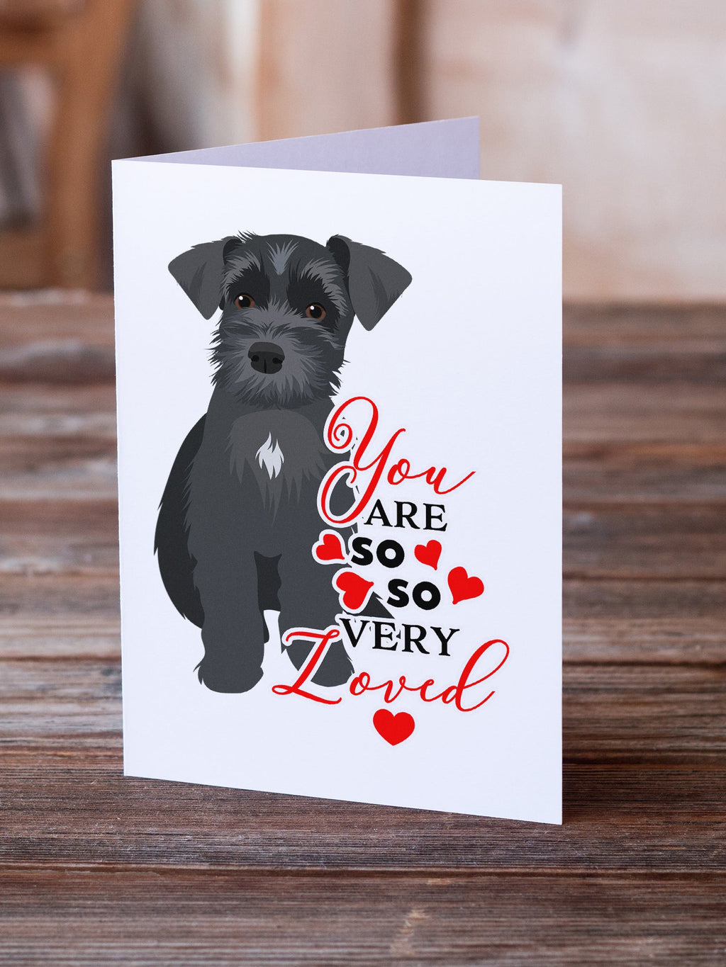 Schnauzer Black #1 so Loved Greeting Cards Pack of 8 Blank Cards with Envelopes Whimsical A7 Size 5x7