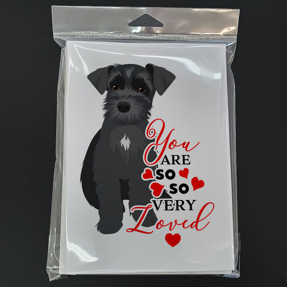 Schnauzer Black #1 so Loved Greeting Cards Pack of 8 Blank Cards with Envelopes Whimsical A7 Size 5x7