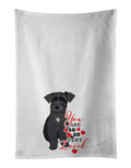 Schnauzer Black #1 so Loved Kitchen Towel Set of 2 White Dish Towels Decorative Bathroom Hand towel for Hand, Face, Hair, Yoga, Tea, Dishcloth, 19 X 28", White