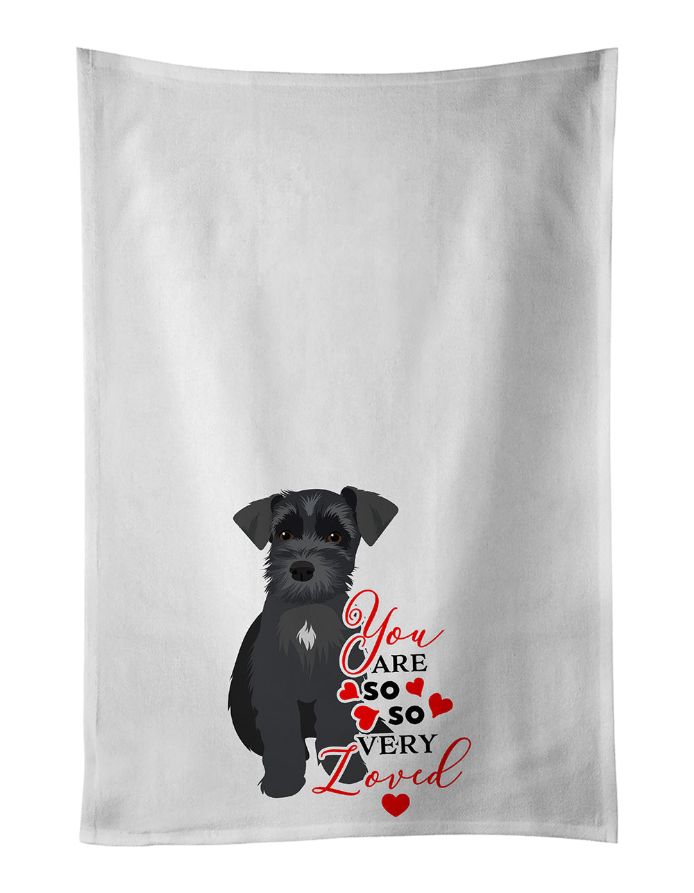 Schnauzer Black #1 so Loved Kitchen Towel Set of 2 White Dish Towels Decorative Bathroom Hand towel for Hand, Face, Hair, Yoga, Tea, Dishcloth, 19 X 28", White