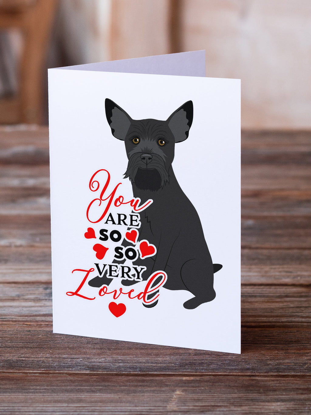 Schnauzer Black #2 so Loved Greeting Cards Pack of 8 Blank Cards with Envelopes Whimsical A7 Size 5x7