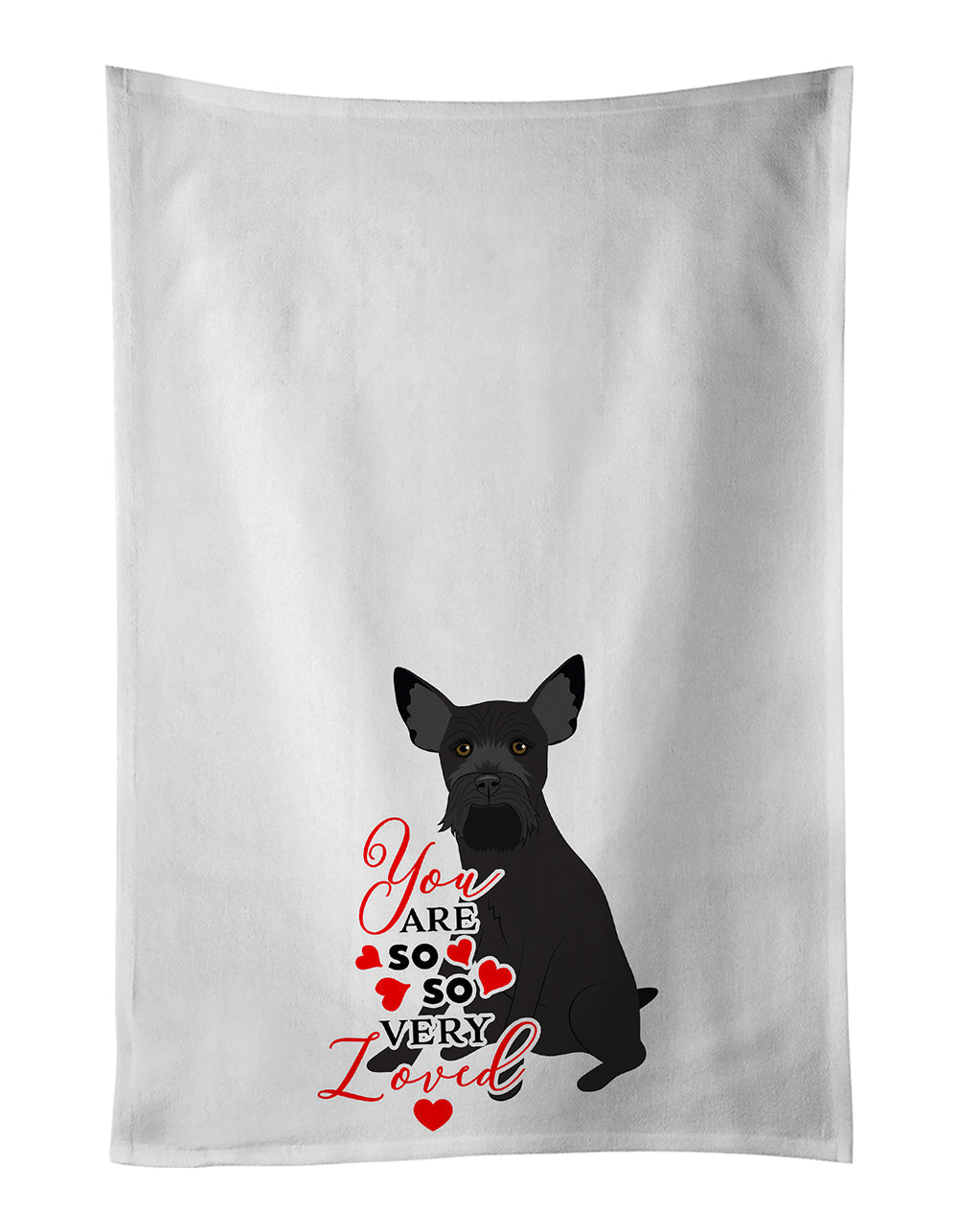 Schnauzer Black #2 so Loved Kitchen Towel Set of 2 White Dish Towels Decorative Bathroom Hand towel for Hand, Face, Hair, Yoga, Tea, Dishcloth, 19 X 28", White