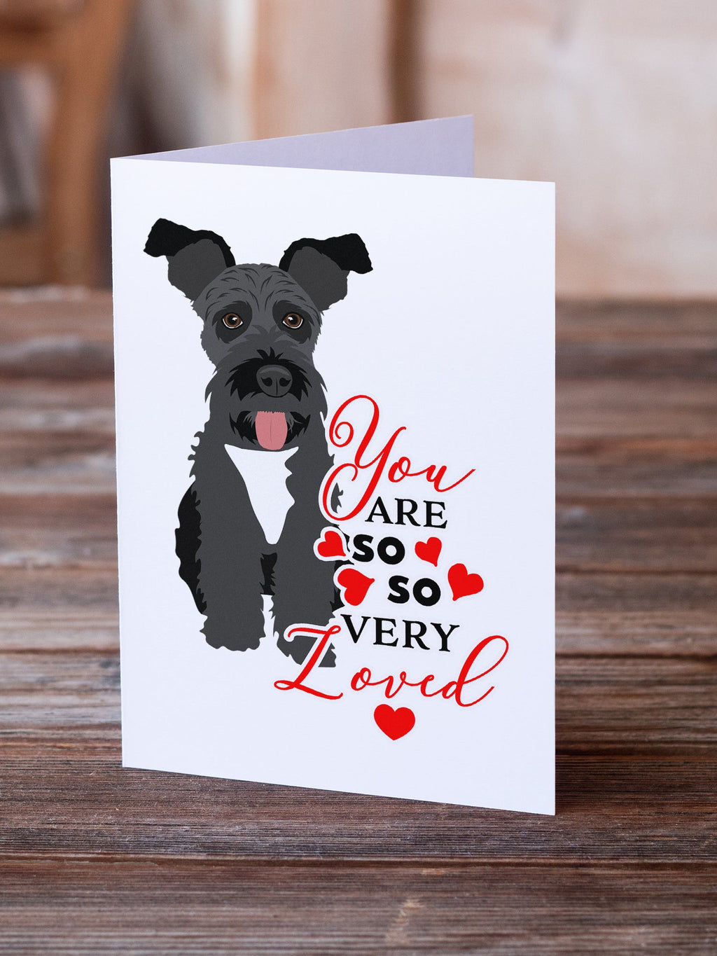 Schnauzer Black #3 so Loved Greeting Cards Pack of 8 Blank Cards with Envelopes Whimsical A7 Size 5x7