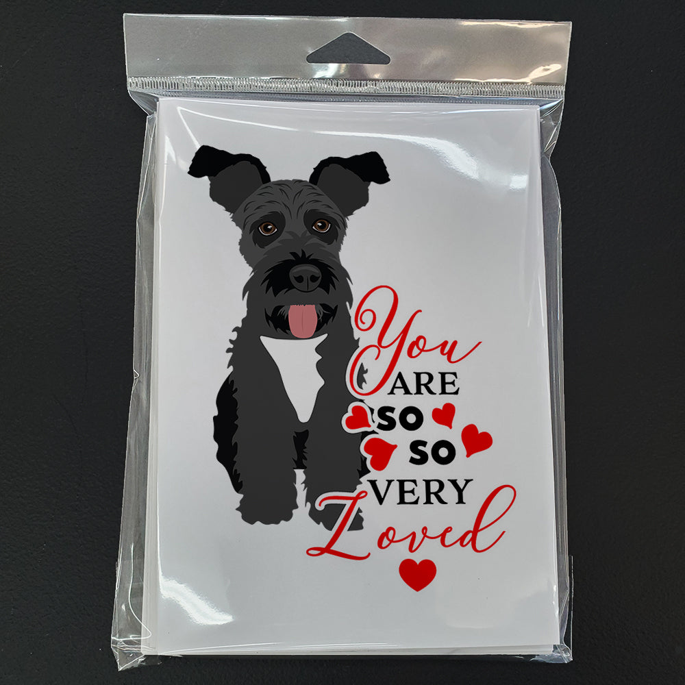 Schnauzer Black #3 so Loved Greeting Cards Pack of 8 Blank Cards with Envelopes Whimsical A7 Size 5x7