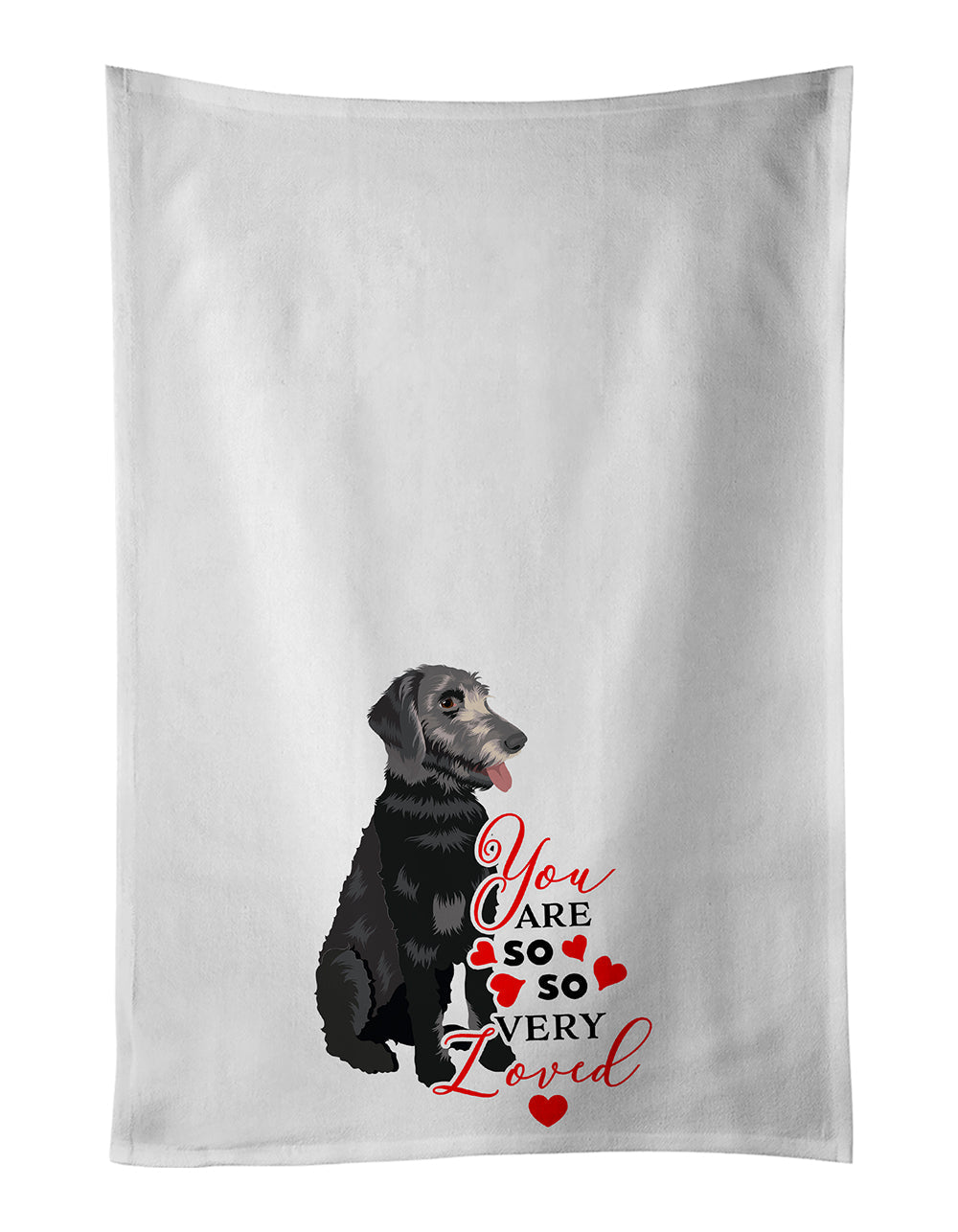 Schnauzer Black and Tan so Loved Kitchen Towel Set of 2 White Dish Towels Decorative Bathroom Hand towel for Hand, Face, Hair, Yoga, Tea, Dishcloth, 19 X 28", White