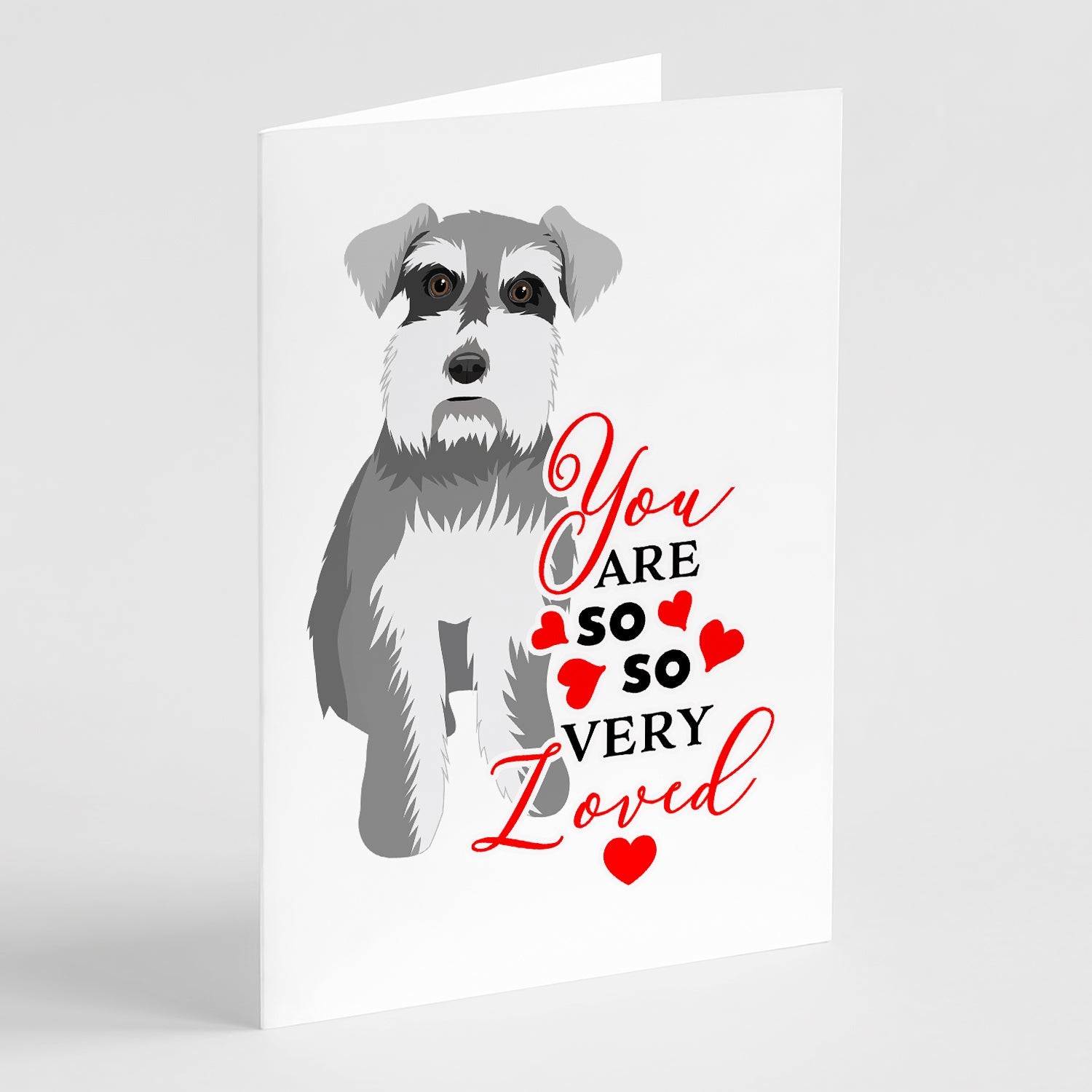 Schnauzer Salt and Pepper #1 so Loved Greeting Cards Pack of 8 Blank Cards with Envelopes Whimsical A7 Size 5x7