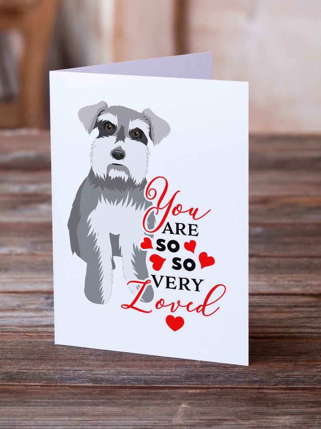 Schnauzer Salt and Pepper #1 so Loved Greeting Cards Pack of 8 Blank Cards with Envelopes Whimsical A7 Size 5x7