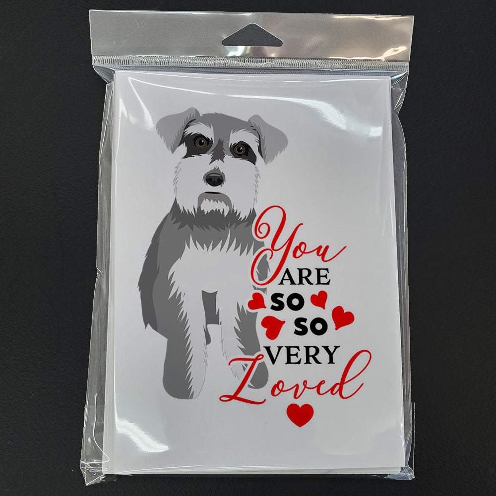 Schnauzer Salt and Pepper #1 so Loved Greeting Cards Pack of 8 Blank Cards with Envelopes Whimsical A7 Size 5x7