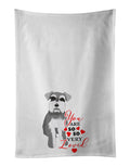 Schnauzer Salt and Pepper #1 so Loved Kitchen Towel Set of 2 White Dish Towels Decorative Bathroom Hand towel for Hand, Face, Hair, Yoga, Tea, Dishcloth, 19 X 28", White