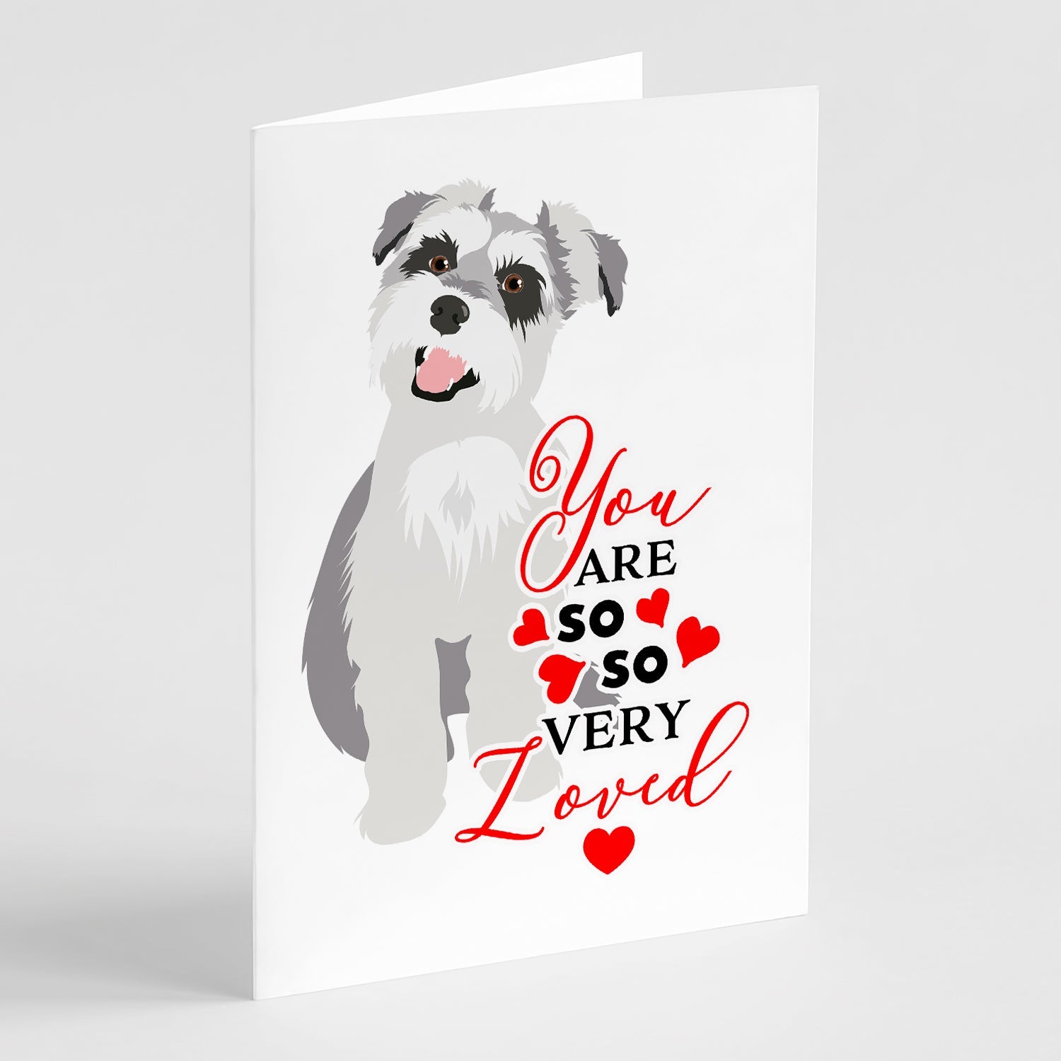 Schnauzer Salt and Pepper #2 so Loved Greeting Cards Pack of 8 Blank Cards with Envelopes Whimsical A7 Size 5x7