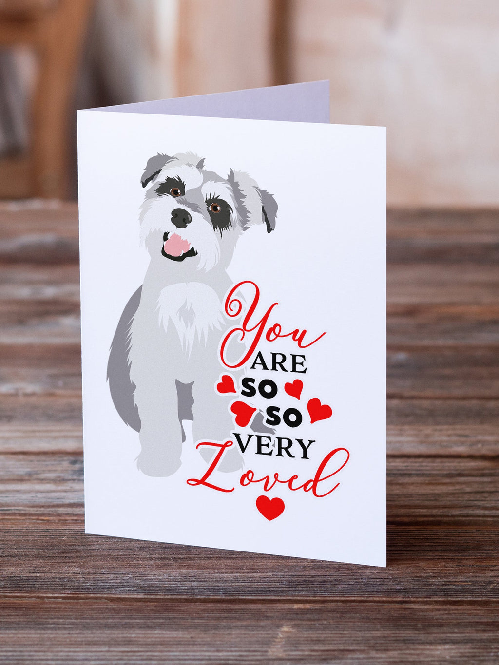 Schnauzer Salt and Pepper #2 so Loved Greeting Cards Pack of 8 Blank Cards with Envelopes Whimsical A7 Size 5x7