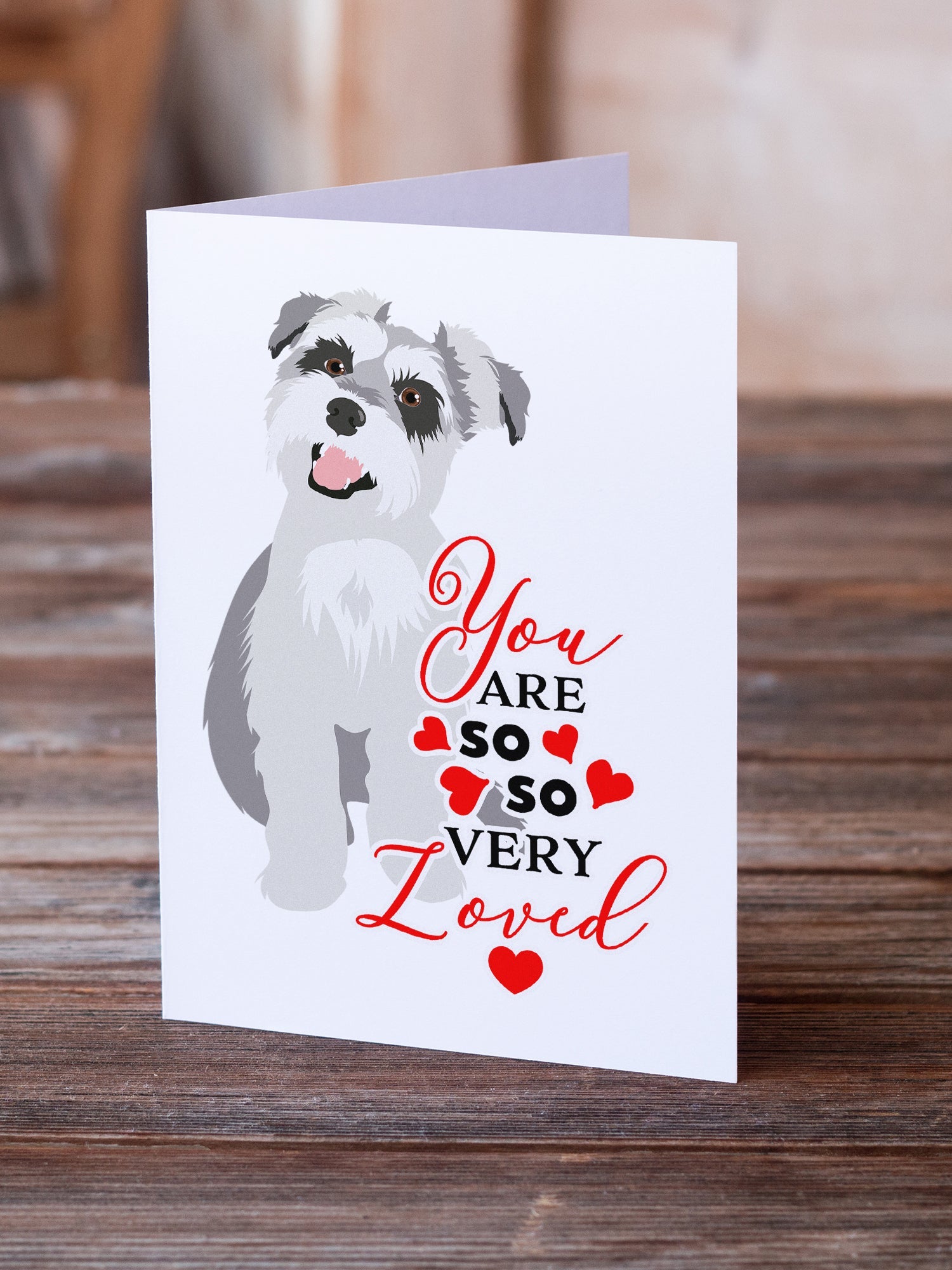 Schnauzer Salt and Pepper #2 so Loved Greeting Cards Pack of 8 Blank Cards with Envelopes Whimsical A7 Size 5x7