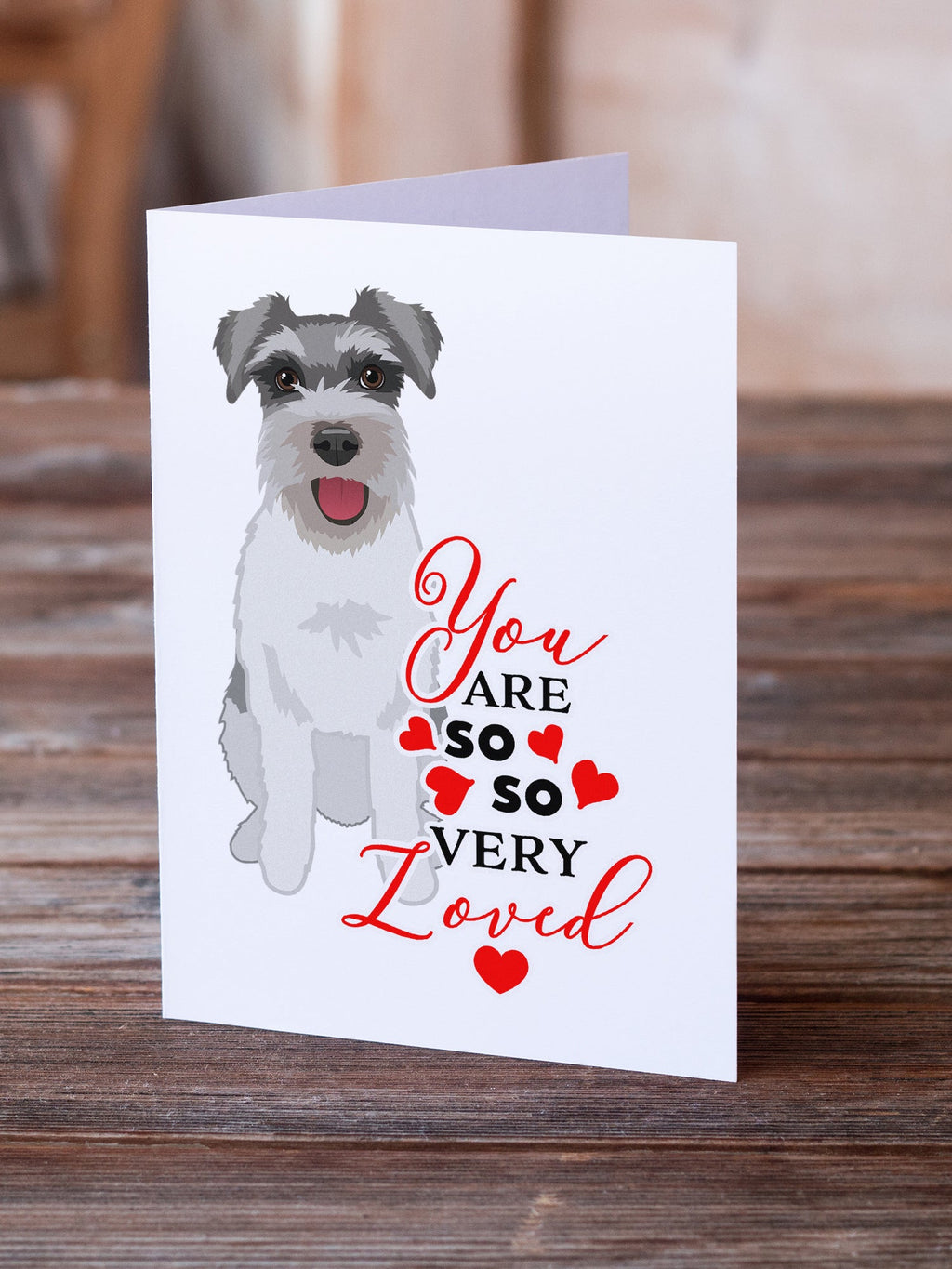 Schnauzer Salt and Pepper #3 so Loved Greeting Cards Pack of 8 Blank Cards with Envelopes Whimsical A7 Size 5x7