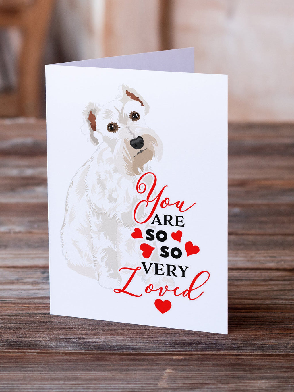 Schnauzer White #1 so Loved Greeting Cards Pack of 8 Blank Cards with Envelopes Whimsical A7 Size 5x7