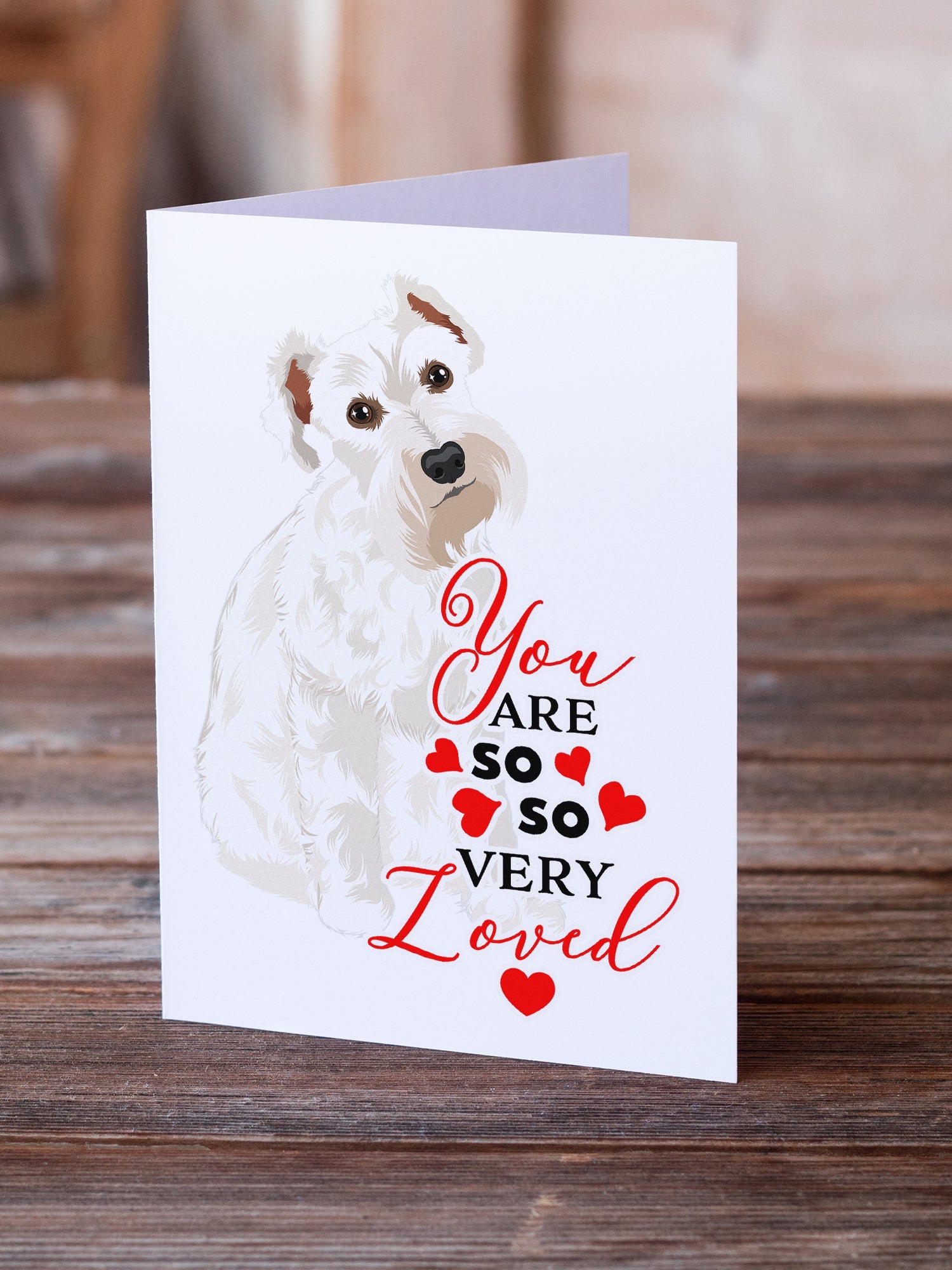 Schnauzer White #1 so Loved Greeting Cards Pack of 8 Blank Cards with Envelopes Whimsical A7 Size 5x7