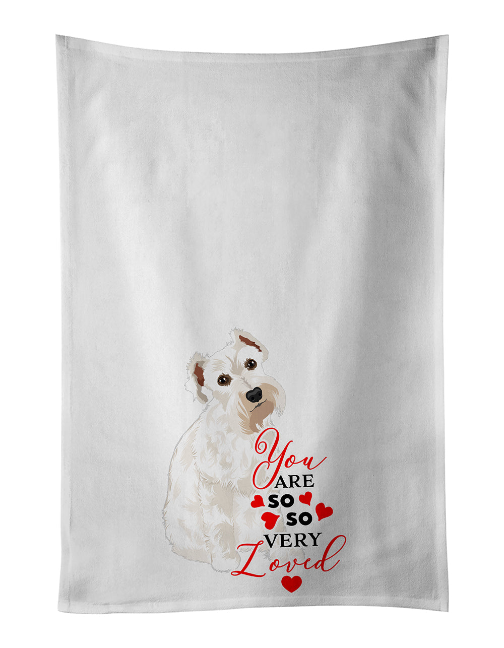 Schnauzer White #1 so Loved Kitchen Towel Set of 2 White Dish Towels Decorative Bathroom Hand towel for Hand, Face, Hair, Yoga, Tea, Dishcloth, 19 X 28", White