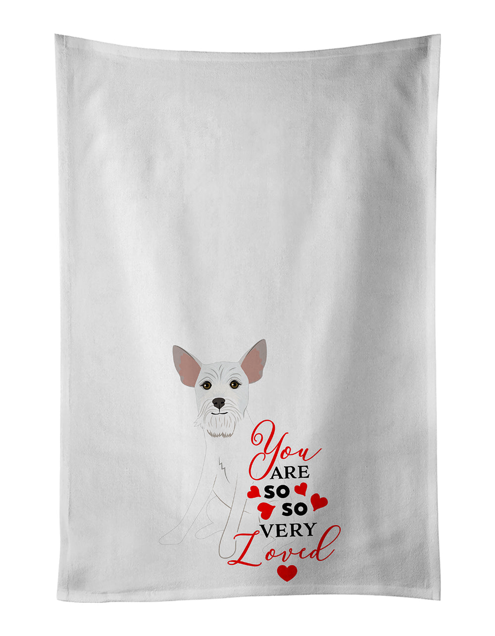 Schnauzer White #2 so Loved Kitchen Towel Set of 2 White Dish Towels Decorative Bathroom Hand towel for Hand, Face, Hair, Yoga, Tea, Dishcloth, 19 X 28", White