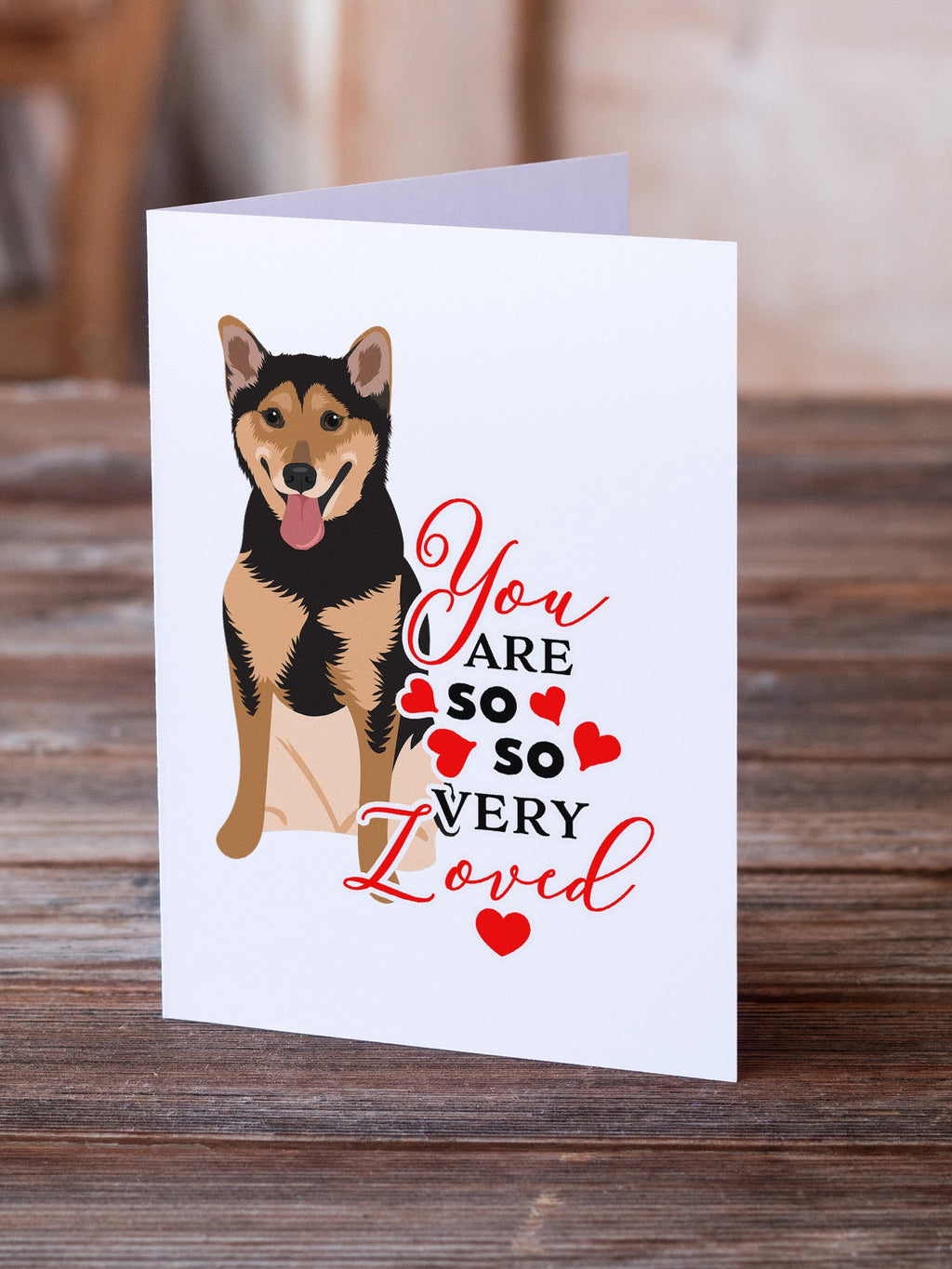 Shiba Inu Black and Tan so Loved Greeting Cards Pack of 8 Blank Cards with Envelopes Whimsical A7 Size 5x7