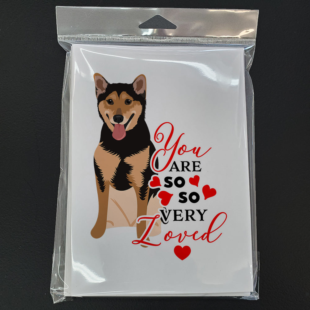 Shiba Inu Black and Tan so Loved Greeting Cards Pack of 8 Blank Cards with Envelopes Whimsical A7 Size 5x7