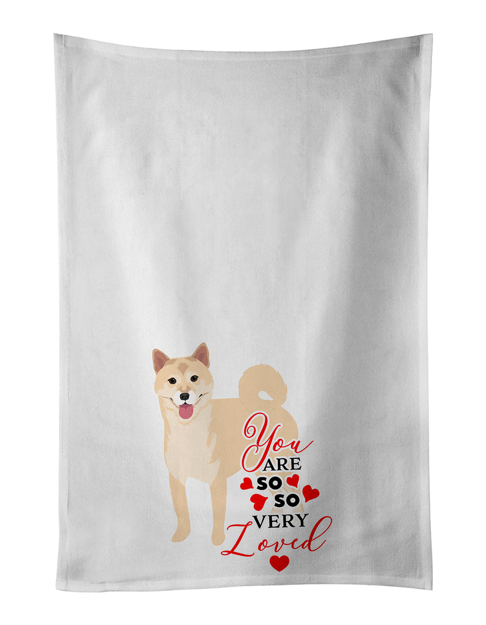 Shiba Inu Cream #1 so Loved Kitchen Towel Set of 2 White Dish Towels Decorative Bathroom Hand towel for Hand, Face, Hair, Yoga, Tea, Dishcloth, 19 X 28", White