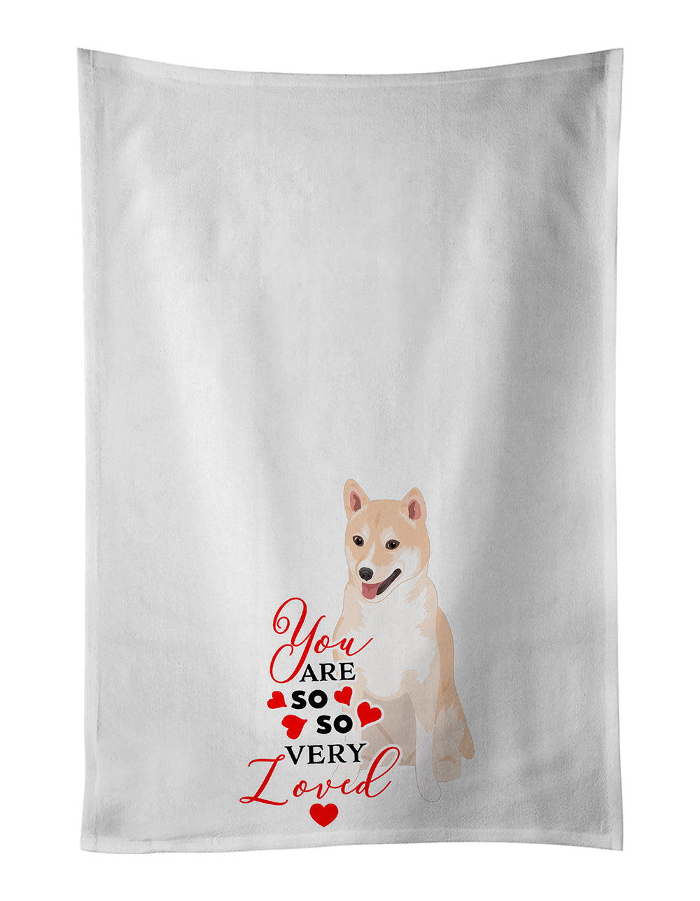 Shiba Inu Cream #2 so Loved Kitchen Towel Set of 2 White Dish Towels Decorative Bathroom Hand towel for Hand, Face, Hair, Yoga, Tea, Dishcloth, 19 X 28", White