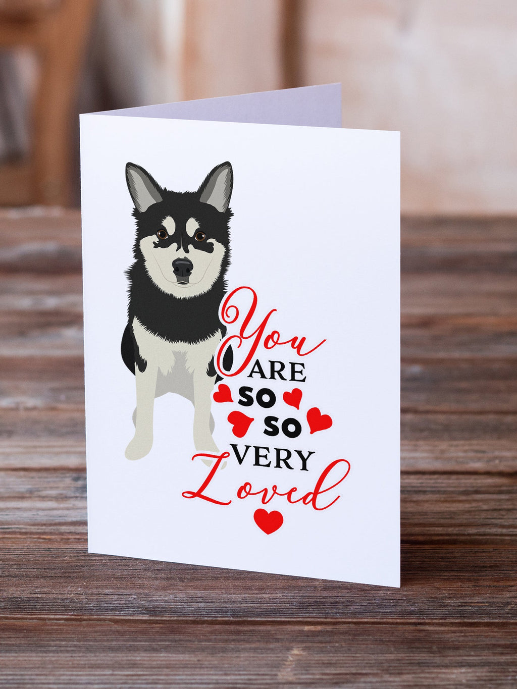 Shiba Inu Husky Mix so Loved Greeting Cards Pack of 8 Blank Cards with Envelopes Whimsical A7 Size 5x7