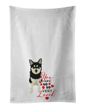Shiba Inu Husky Mix so Loved Kitchen Towel Set of 2 White Dish Towels Decorative Bathroom Hand towel for Hand, Face, Hair, Yoga, Tea, Dishcloth, 19 X 28", White
