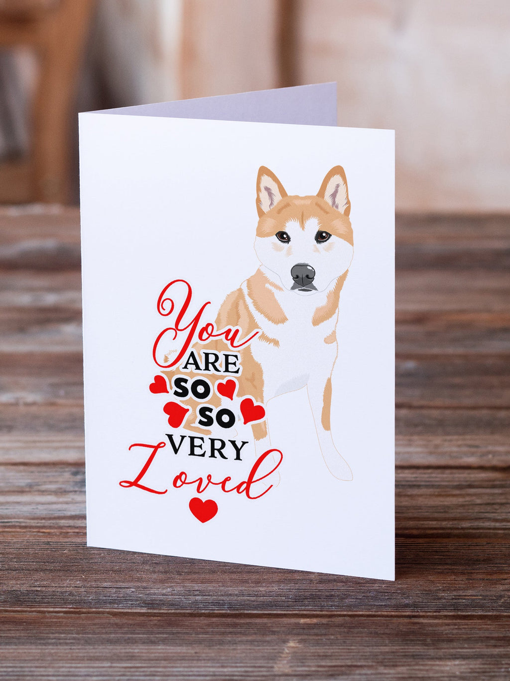 Shiba Inu Red #2 so Loved Greeting Cards Pack of 8 Blank Cards with Envelopes Whimsical A7 Size 5x7