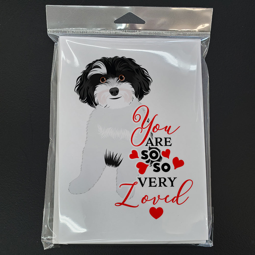 Shih-Tzu Black and White #1 so Loved Greeting Cards Pack of 8 Blank Cards with Envelopes Whimsical A7 Size 5x7