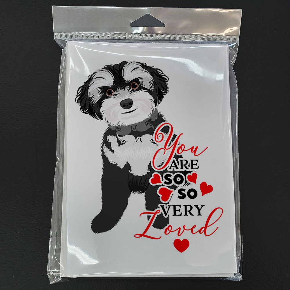 Shih-Tzu Black and White #2 so Loved Greeting Cards Pack of 8 Blank Cards with Envelopes Whimsical A7 Size 5x7