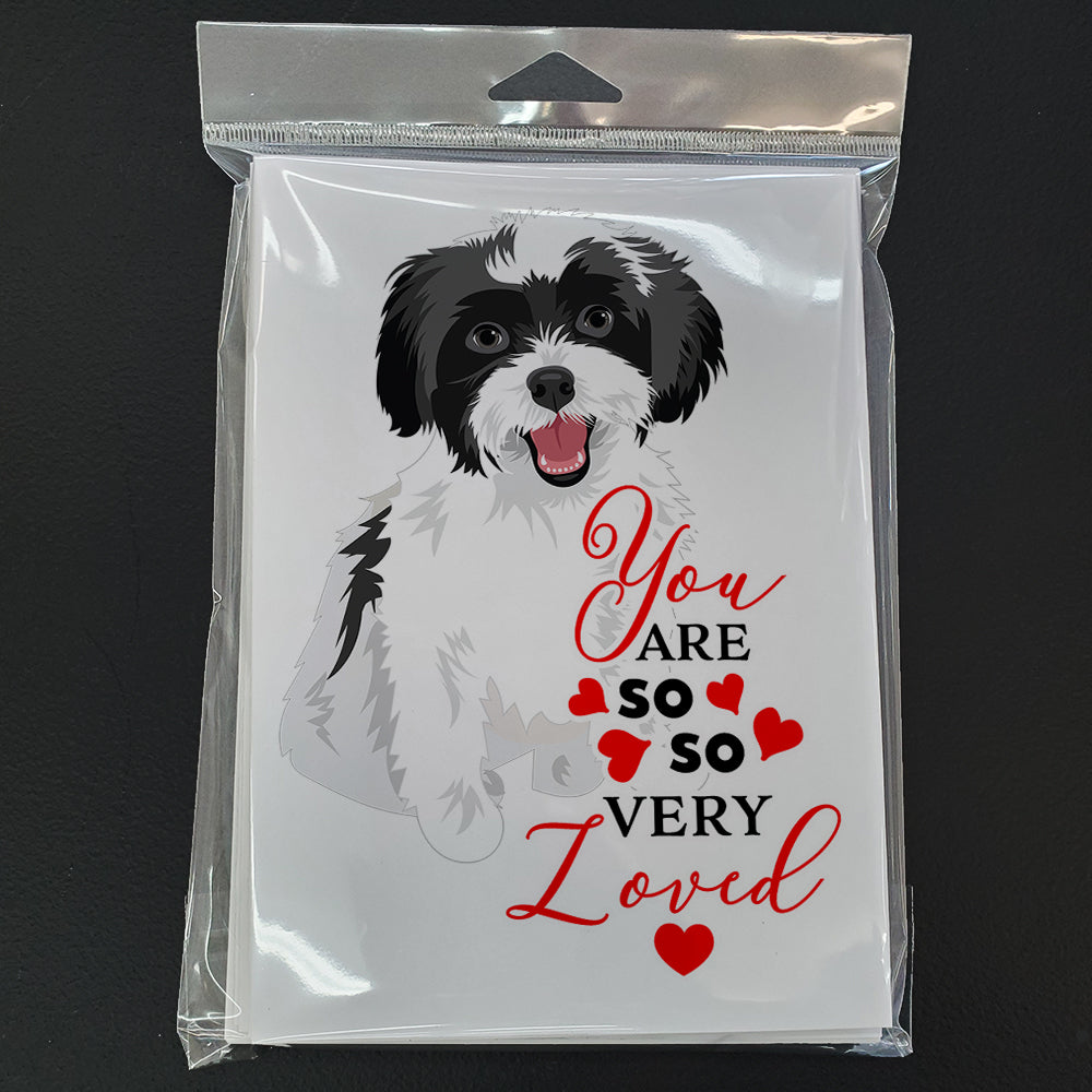 Shih-Tzu Black and White #3 so Loved Greeting Cards Pack of 8 Blank Cards with Envelopes Whimsical A7 Size 5x7