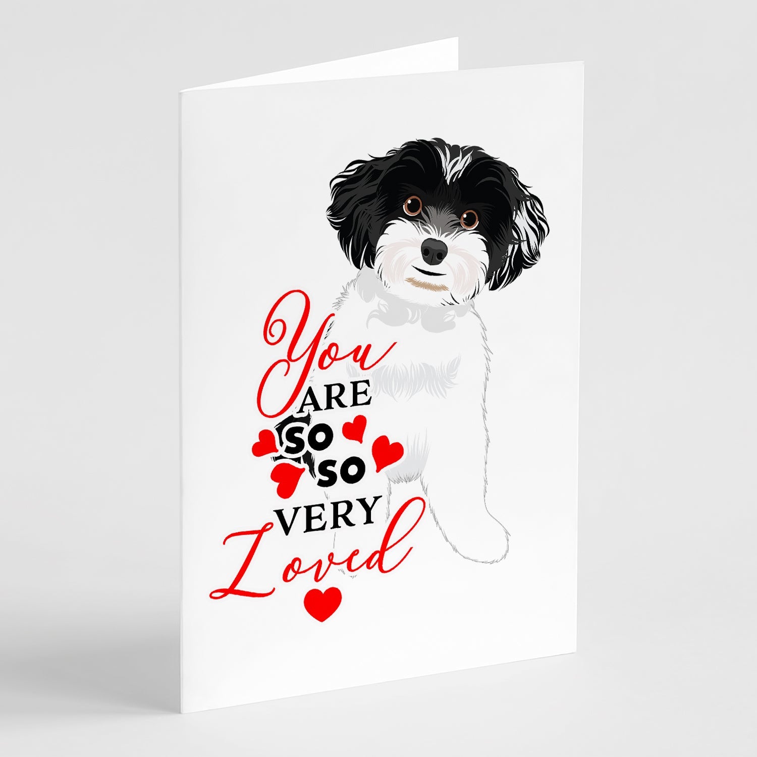 Shih-Tzu Black and White #4 so Loved Greeting Cards Pack of 8 Blank Cards with Envelopes Whimsical A7 Size 5x7