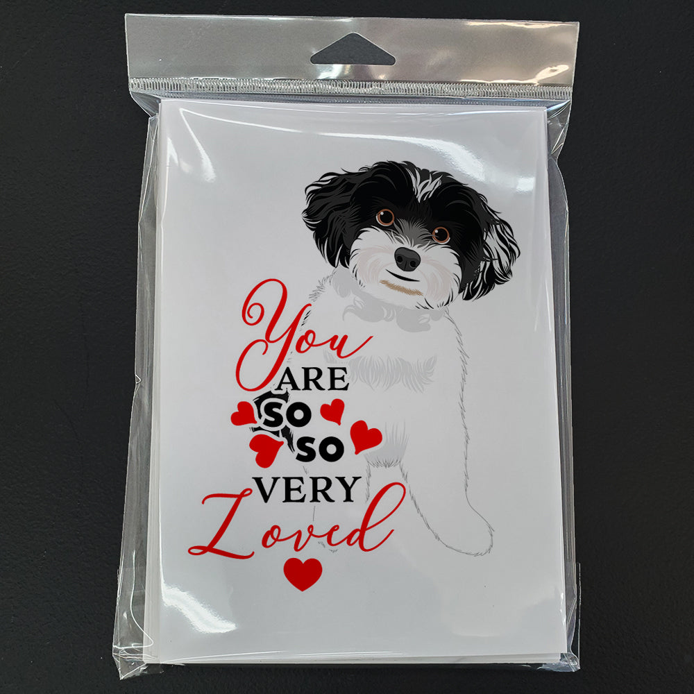 Shih-Tzu Black and White #4 so Loved Greeting Cards Pack of 8 Blank Cards with Envelopes Whimsical A7 Size 5x7