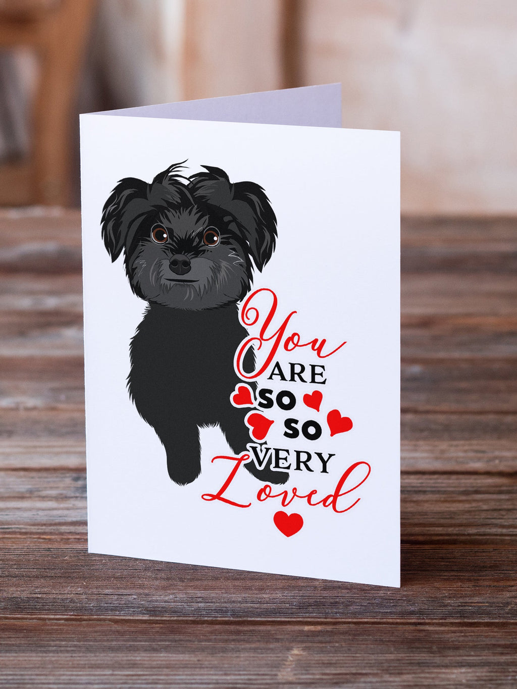 Shih-Tzu Black so Loved Greeting Cards Pack of 8 Blank Cards with Envelopes Whimsical A7 Size 5x7