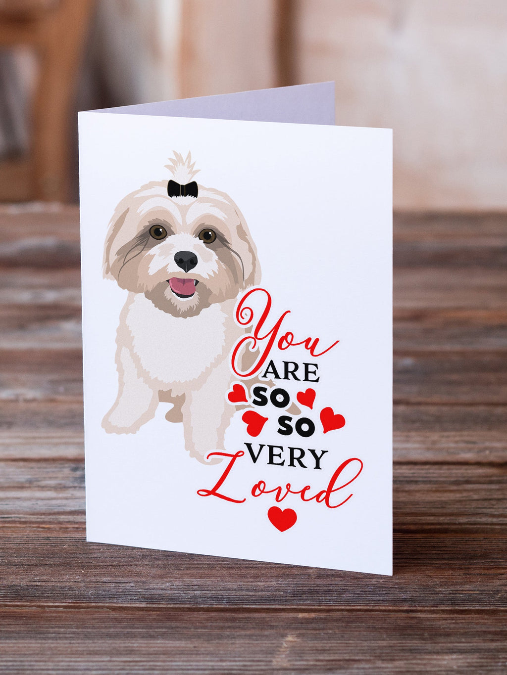 Shih-Tzu Gold #2 so Loved Greeting Cards Pack of 8 Blank Cards with Envelopes Whimsical A7 Size 5x7