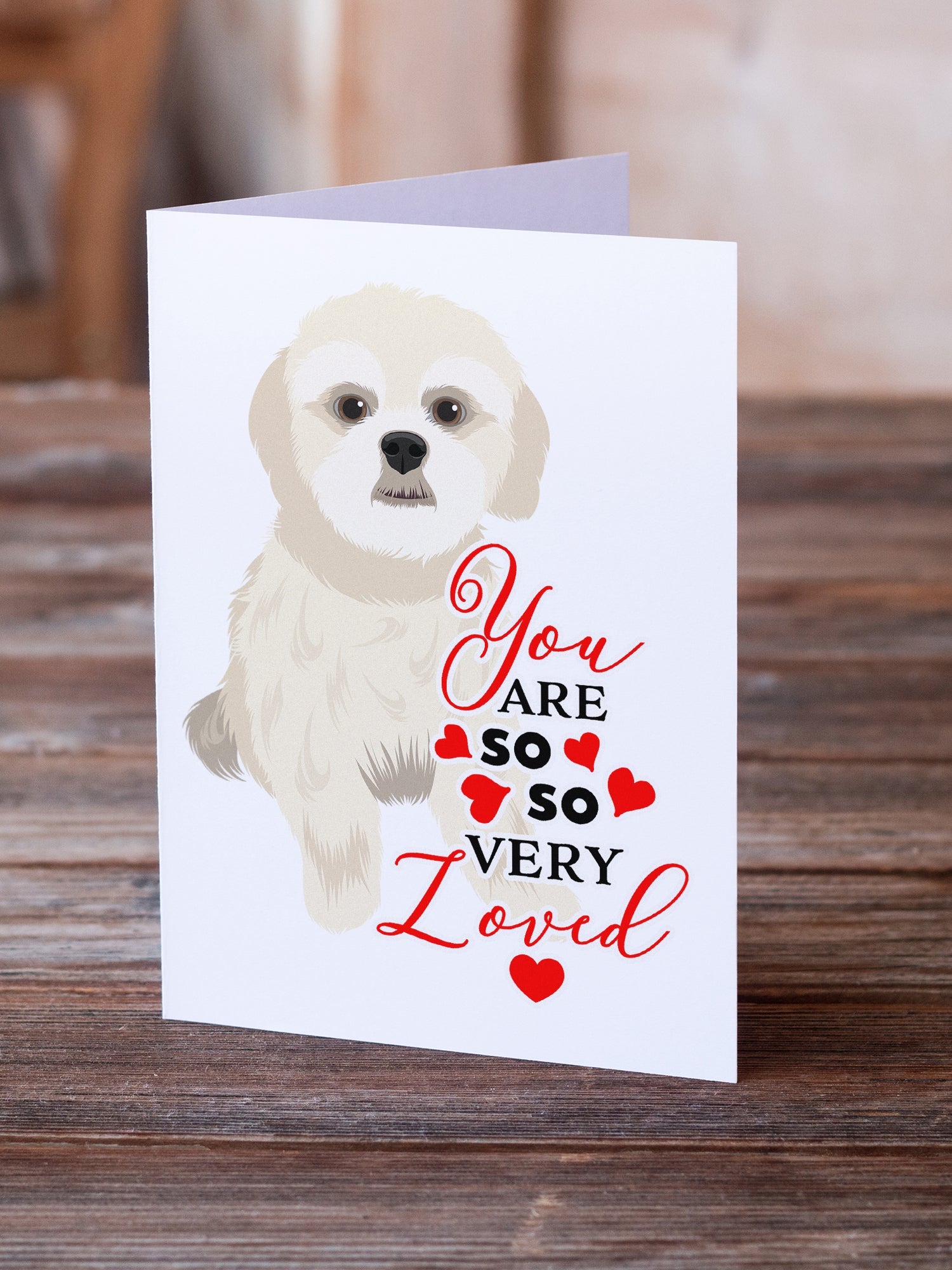 Shih-Tzu Gold #3 so Loved Greeting Cards Pack of 8 Blank Cards with Envelopes Whimsical A7 Size 5x7