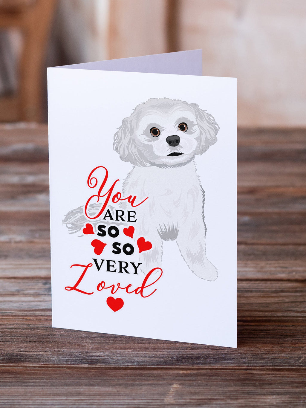 Shih-Tzu Silver and White #1 so Loved Greeting Cards Pack of 8 Blank Cards with Envelopes Whimsical A7 Size 5x7