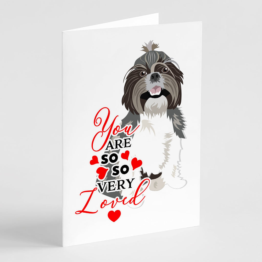 Shih-Tzu Silver and White #2 so Loved Greeting Cards Pack of 8 Blank Cards with Envelopes Whimsical A7 Size 5x7